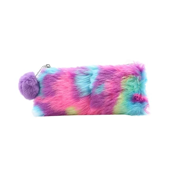 

1 Pc Cute Plush School Pencil Case Rainbow Pencilcase For Girls Large Big Pen Bag Stationery Pouch Box Gift School Supplies