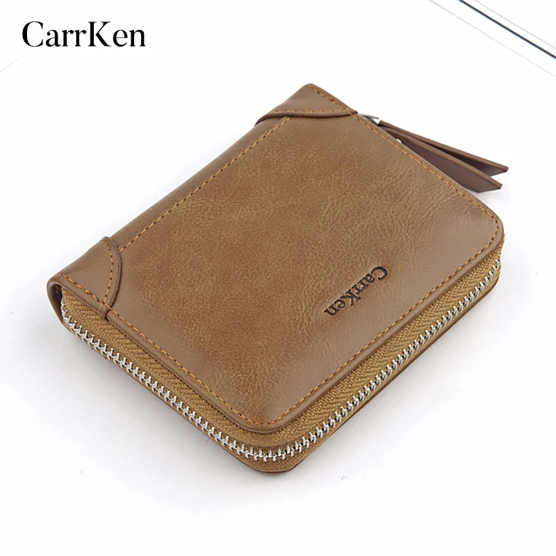 

CarrKen 2019 New Fashion PU Leather Men Wallet Small Men Wallet Zipper Male Short Coin Purse Brand High Quality