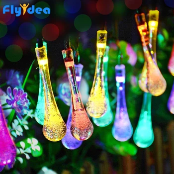 

LED Solar christmas lights outdoor 4.5V Water Dorp ball string warm New Year's garland holiday wedding party decorative lights