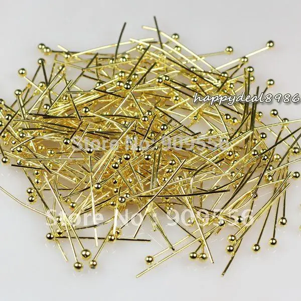 

1000Pcs/lot 0.5x30mm Gold-color ball head pin Jewelry Finding P99-30