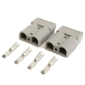 

2x Copper Silver Battery Quick Connector Kit 600V 50A 6AWG Plug Connect Disconnect Winch Trailer 46x34mm Connectors
