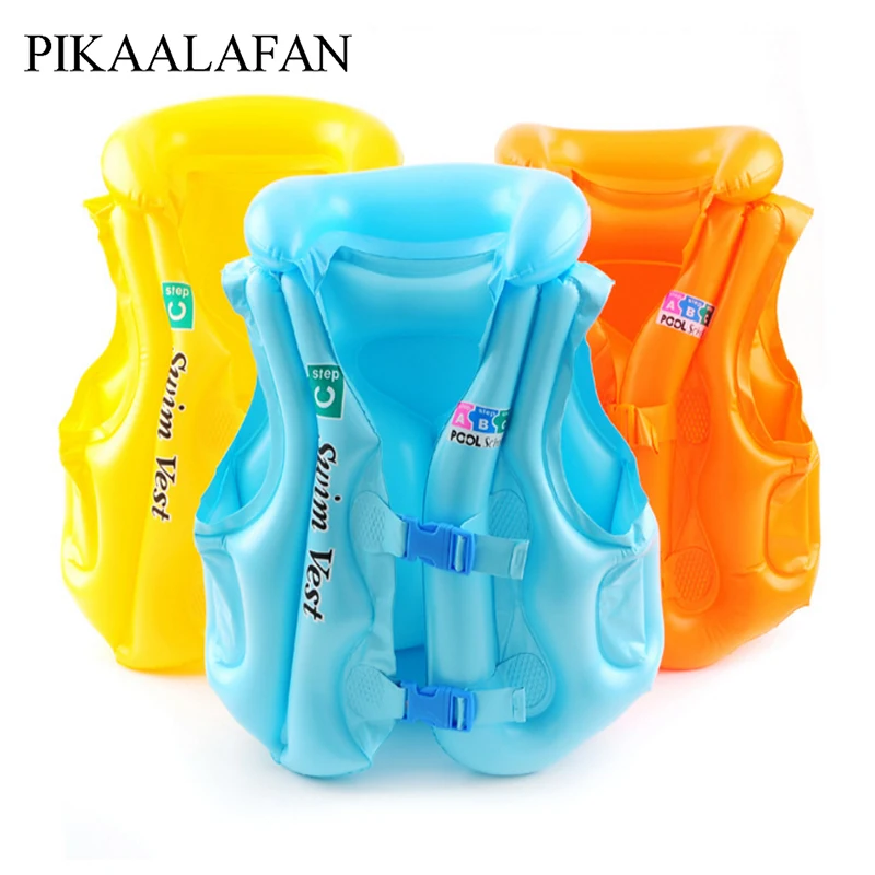 

PIKAALAFAN Baby Inflatable Life jackets Swimsuit Children Safety Swimming Buoyancy Vest Pool Supplies PVC Safe Material 3 Color