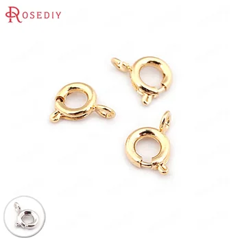 

20PCS Diameter 5MM 6MM 7MM 24K Gold Color Plated Brass Spring Round Clasps Necklace Clasps Jewelry Findings Accessories