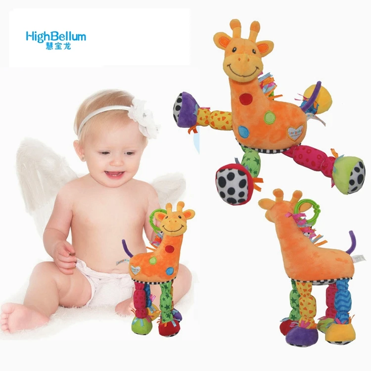 

Baby Kids Plush Rattle Toys Deer Educational Musical Soft Baby Teether Bed Stoller Hanging Musical Raccoon Toys Baby Toy Gift