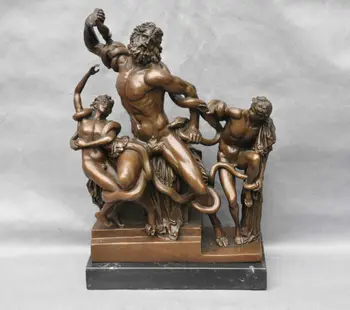 

14" Bronze Mythology Greek Sea God Art Sculpture Statue cigarette cooking tools Decoration 100% Brass Bronze