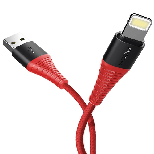 ROCK USB кабель для iPhone X, 8, 7, 6 plus, 5S, 2.1A, синхронизация данных, высокопрочный USB кабель для iPhone XR, XS, MAX, X, 7, 6s plus, зарядный кабель - Цвет: Red