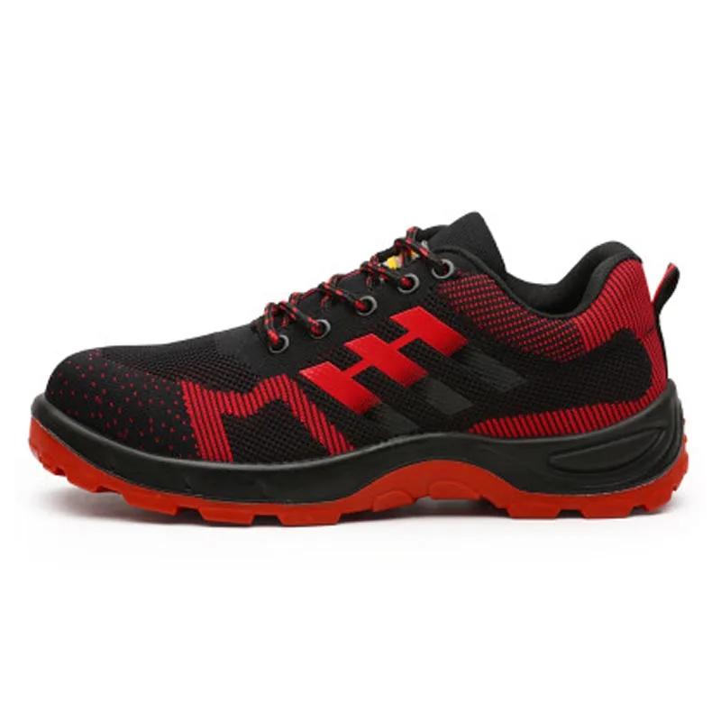 Мужские уличные противоскользящие ботинки, дышащие дезодоранты вразлёт, плетение, сетчатая защитная обувь, нескользящая износостойкая Рабочая обувь - Цвет: Красный