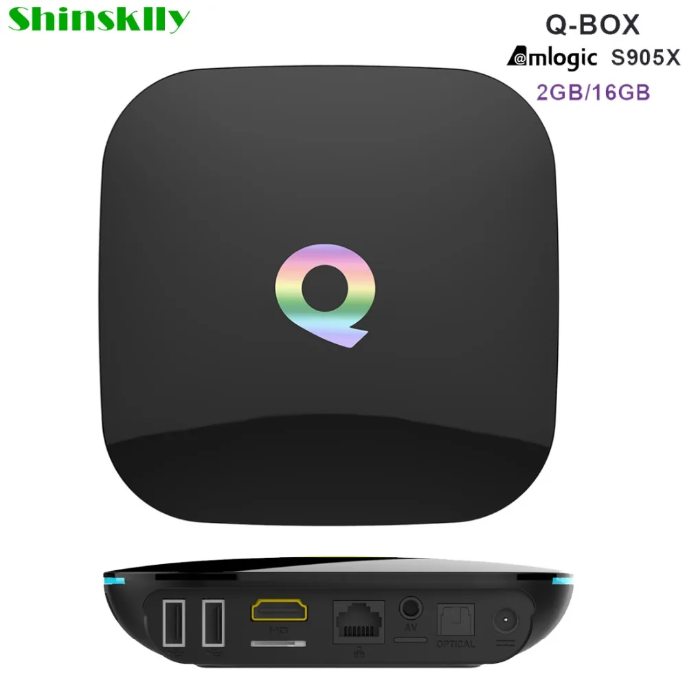 

Shinkslly Q Box Android 6.0 TV BOX 2GB RAM 16GB ROM Amlogic S905 Quad Core 2.4G WIFI Smart TV Set-top Box 4K HD media player