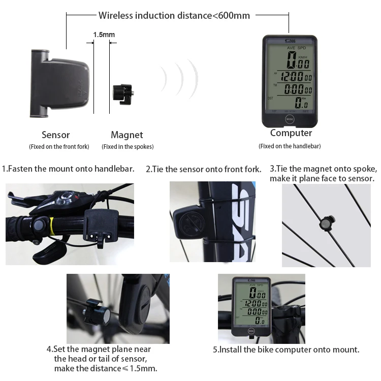 Sunding SD 576C SD-576C беспроводной Велосипедный компьютер водонепроницаемый большой сенсорный одометр с ЖК-подсветкой