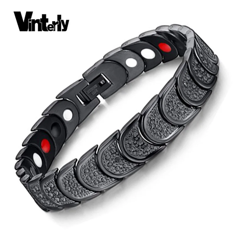 Vinterly черные мужские s браслеты из магнетита Германия энергии здоровья браслет мужской ручной цепи браслет из нержавеющей стали для мужчин ювелирные изделия
