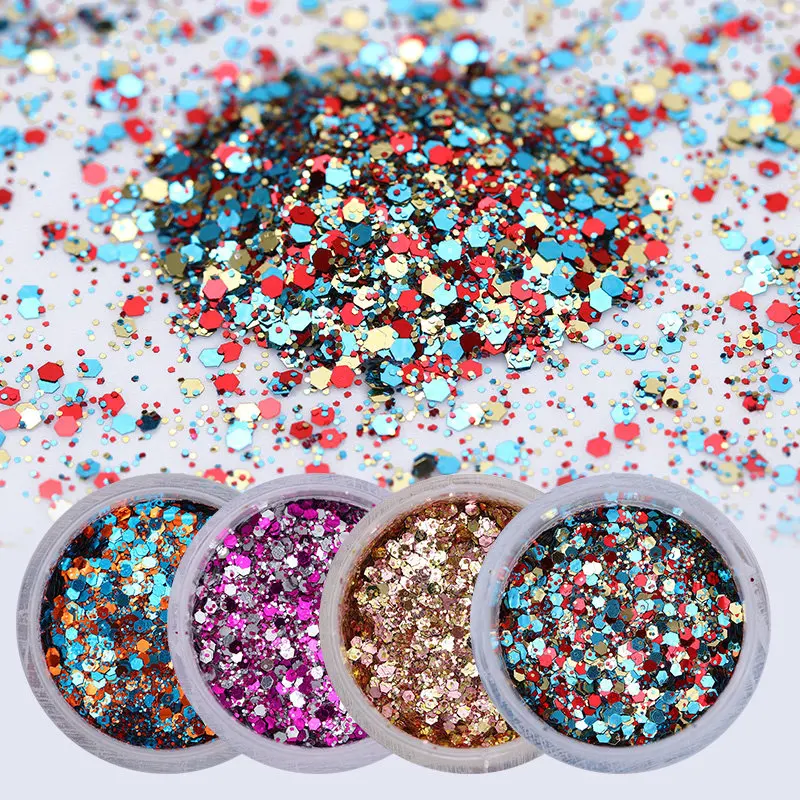 

Nail Glitter Powder Holographic Sequins Ultra Thin Mixed Size Shining Paillette 3D Nail Art Decoration for Nails Tips Design