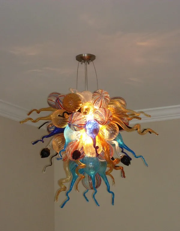 

Free Shipping Art Deco Crystal Chandelier 100% Mouth Blown Glass Flower Chihuly Style Chandelier