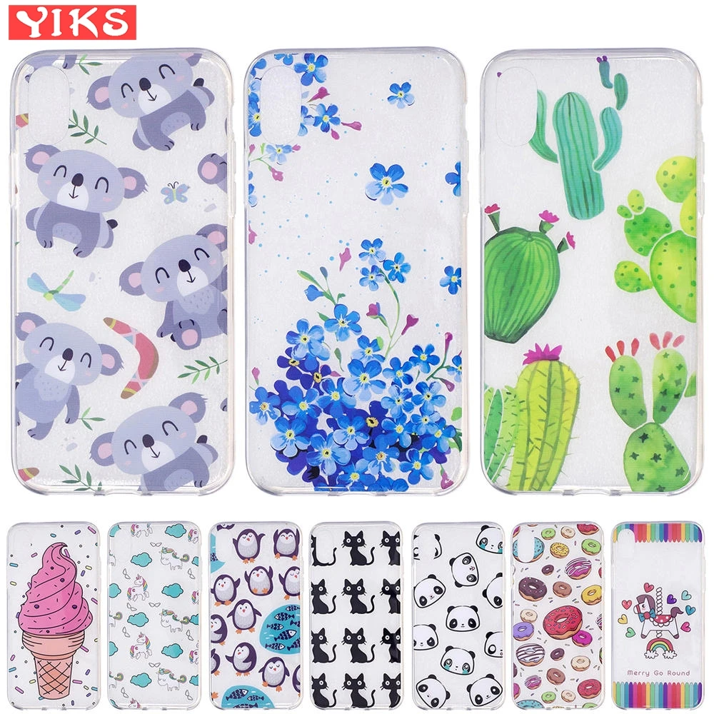 

For Fundas iPhone X 10 Soft Silicone Blue Flower Koala Cover For Apple iPhone x 10 Case Clear TPU for Coque iPhone X Shells