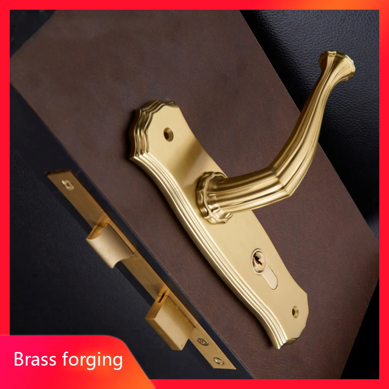  European Bedroom Brass Door Handle Lock Security Entry Split Silent Lock Core Door Furniture Indoor - 33051667288