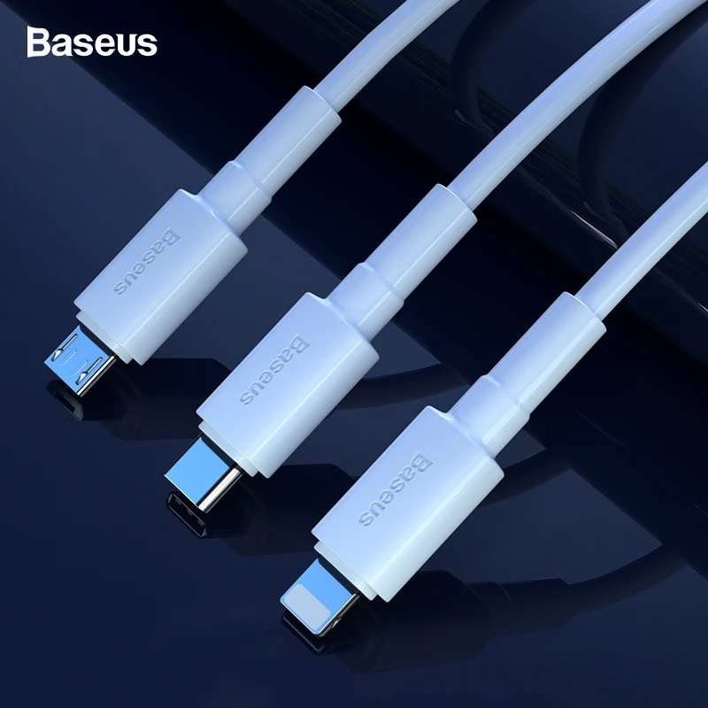 Baseus USB кабель для iPhone XS Max XR X Быстрая зарядка зарядное устройство USB-C Шнур Micro usb type C кабель для Android кабели для мобильных телефонов