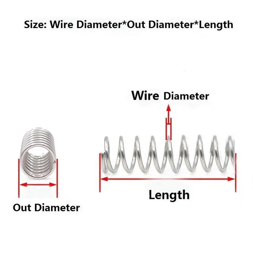 10 шт. компрессионная маленькая пружина диаметр проволоки 0,3 мм наружный диаметр 4 мм Длина давления 5 мм-50 мм 304 пружина из нержавеющей стали