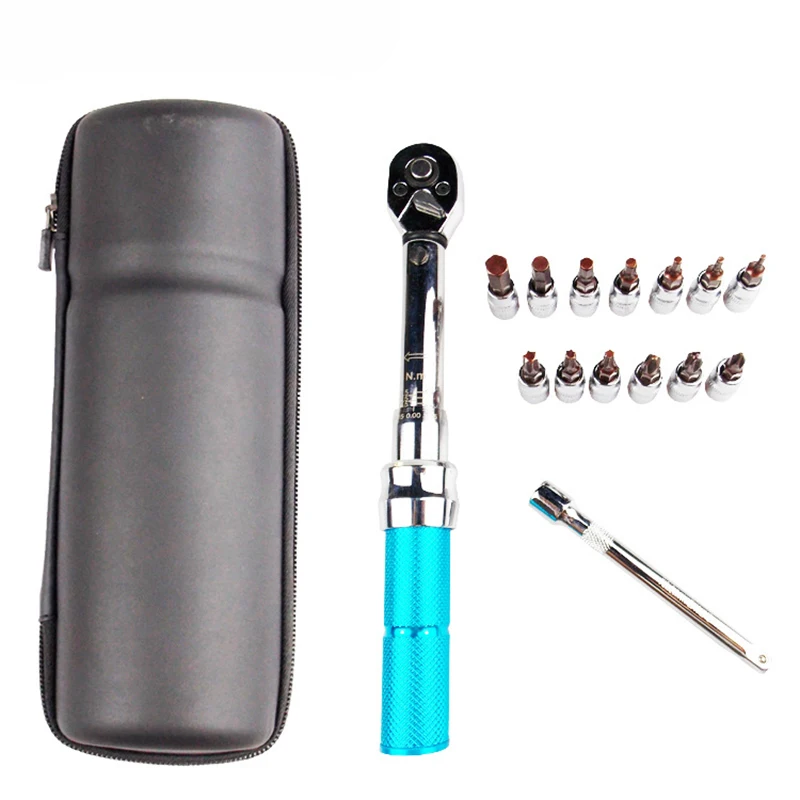 

1 Set Of Torque Tools Tool Steel Silver + Blue Torque Wrench Size 225*29*25mm Torque Range 2-14NM/2-20NM Torque Tools