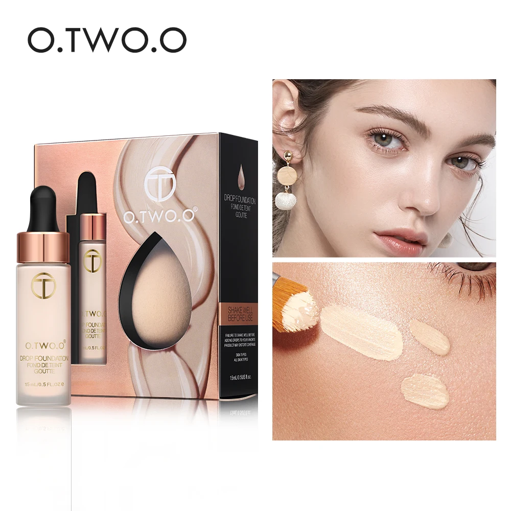 

O.TWO.O Matte Foundation with Beauty Sponge Makeup Set Full Coverage Liquid Airy Foundations Natural Looking Makeup