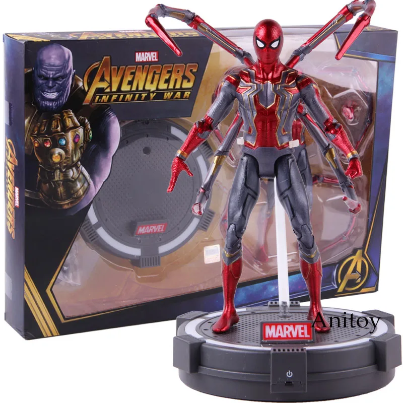 

Marvel Avengers Infinity War Iron Spider Spiderman With Stand LED Light PVC Action Figure Collectible Model Toy Gift