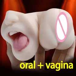 Реалистичные влагалище искусственной оральный мастурбатор минет двойной поддельные киска секс-игрушки для мужчин Мастурбаторы карман