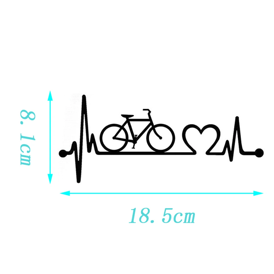 Waterproof Bicycle Heartbeat Lifeline Cycling Fashion Vinyl Stickers Decals Car-styling Car Decoration Wall Sticker18.5cm8.1 cm (6)