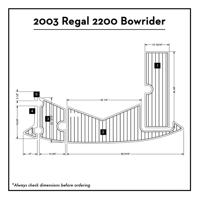 2003 Regal 2200 Bowrider Boat Swim Platform Pads 1/4" 6mm EVA Teak