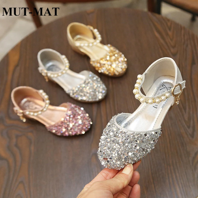 

Girls princess shoes 2019 spring and summer new sequins girls shoes sandals baby shoes peas shoes