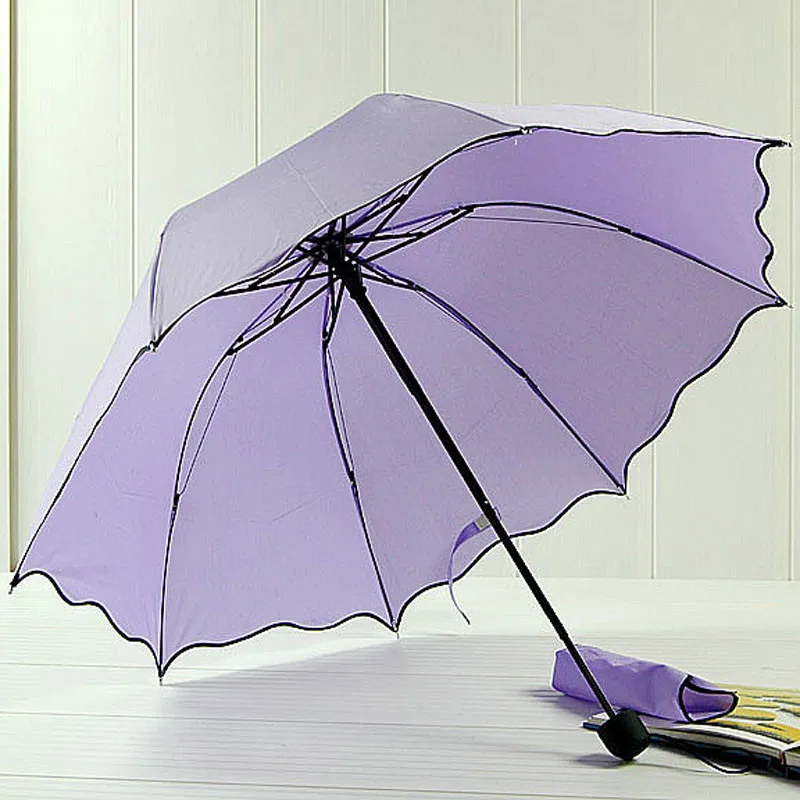 Элегантный дизайнерский Зонт от дождя, Универсальный складной зонтик с оборками и листьями лотоса, купол для принцессы, Зонт от Солнца/Дождя
