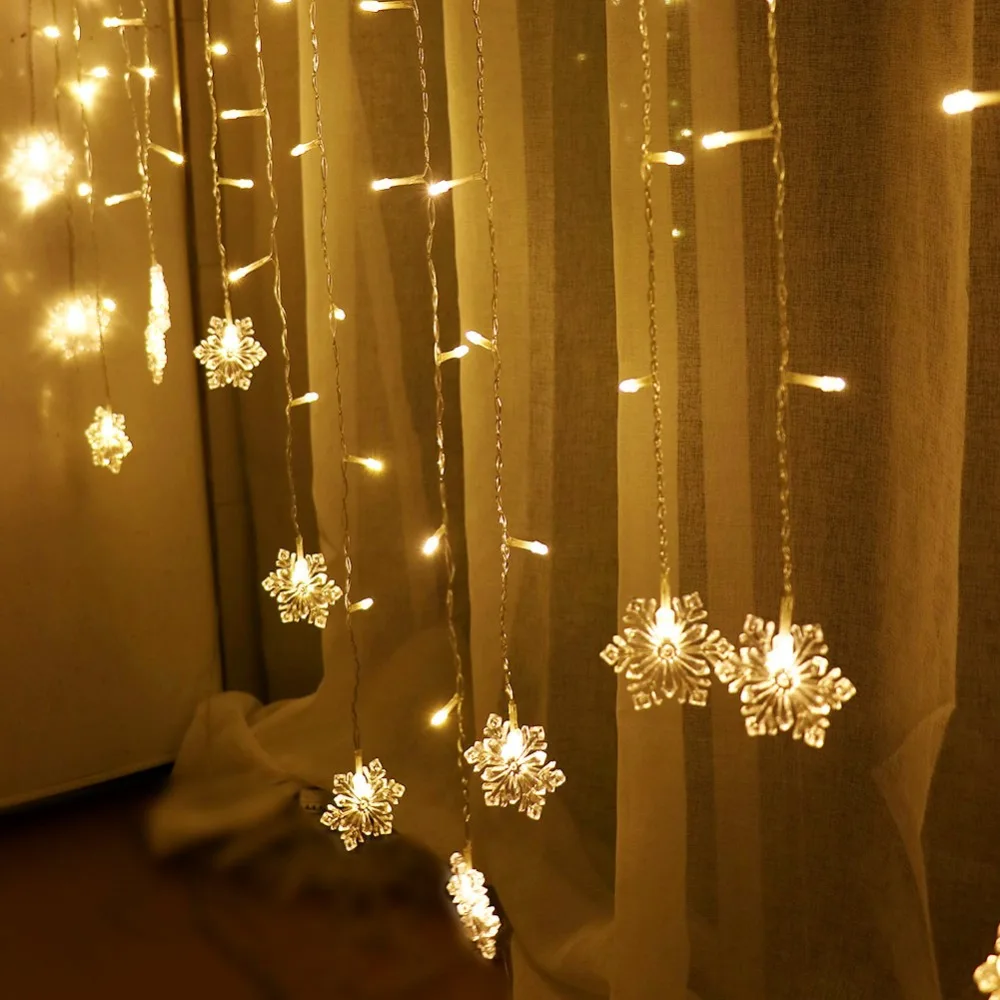 

Curtain 3.5M 96 Leds EU 220V Snow String Lights Fairy Lights Christmas for New Year Lights Wedding Party Decoration Art Fashion