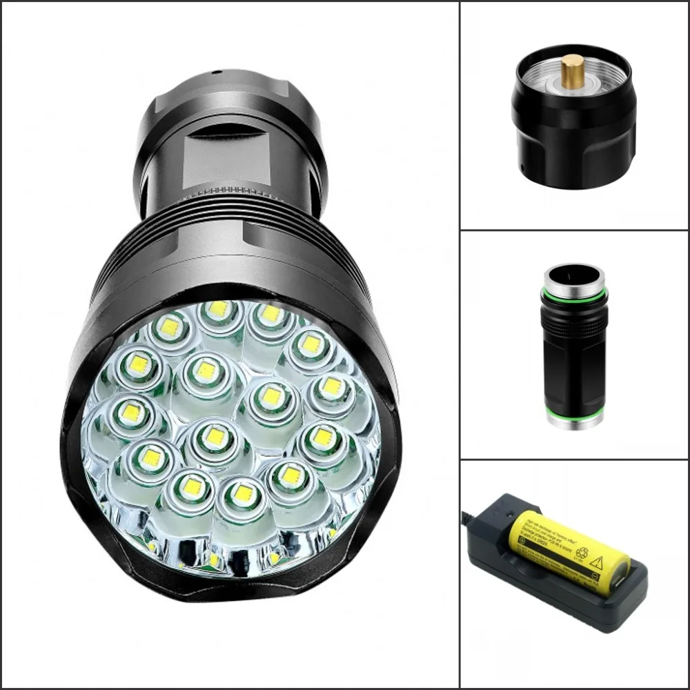 

Led flashlight T15 Torch 25000 lumen 5-Mode 15x Cree XM-L T6 tactical Lantern Flash Light for Hunting Camping