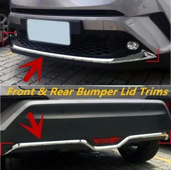 

2PCS Front + Rear Bumper Protector Guard Lid Molding Cover Trim For 17 18 Toyota C-HR CHR 2017 2018 BY EMS