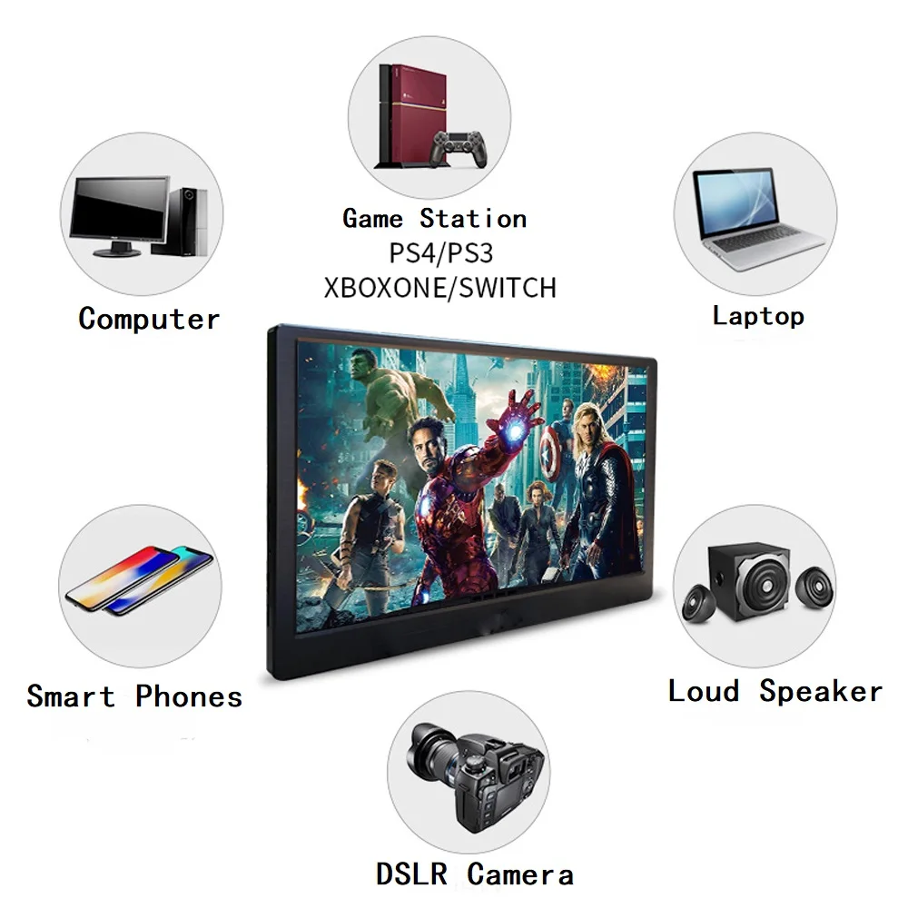 13.3 inch FHD 1920x1080 Monitor 1080P IPS Game Display Dual HDMI Input for PC DVD PS3 PS4 Xbox One