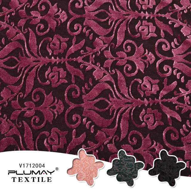 Multicolor Knitted Soft Four Way Stretch Damask Silk Burnout Velvet Multicolor Knitted Soft Four Way Stretch Damask Silk Burnout Velvet Fabric For Garment