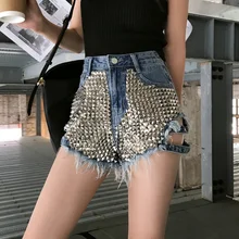 Большие размеры, высокая талия, панк, готический стиль, заклепки, полые, шнуровка, ремень, кисточка, повязки, джинсовые короткие женские тонкие джинсы, брюки, уличная, Harajuku