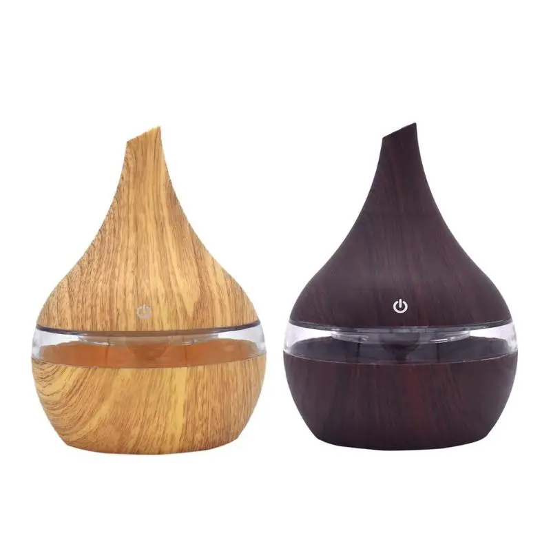 

300MLUSB intelligent sensor touch wood grain humidifier aromatherapy machine LED colorful light aerosol dispenser