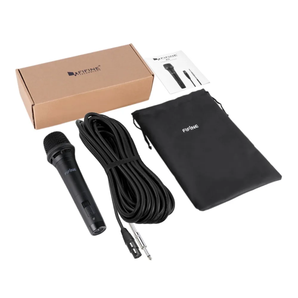 FIFINE-ميكروفون قلبي ديناميكي محمول باليد ، مع مفت...