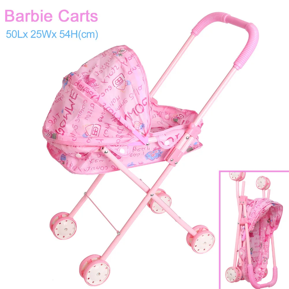 

Dolls Accessories Doll Stroller Foldable Stroller Pram Pushchair Safe Baby Dolls Carriages Pretended Play Furniture Toy for Kids