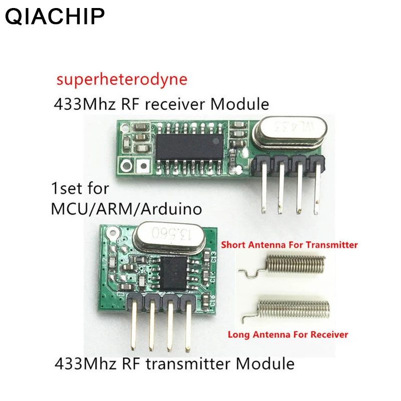 

QIACHIP RF Module 433 Mhz Superheterodyne Receiver + Transmitter Antenna For Diy Kits 433mhz Remote Controller