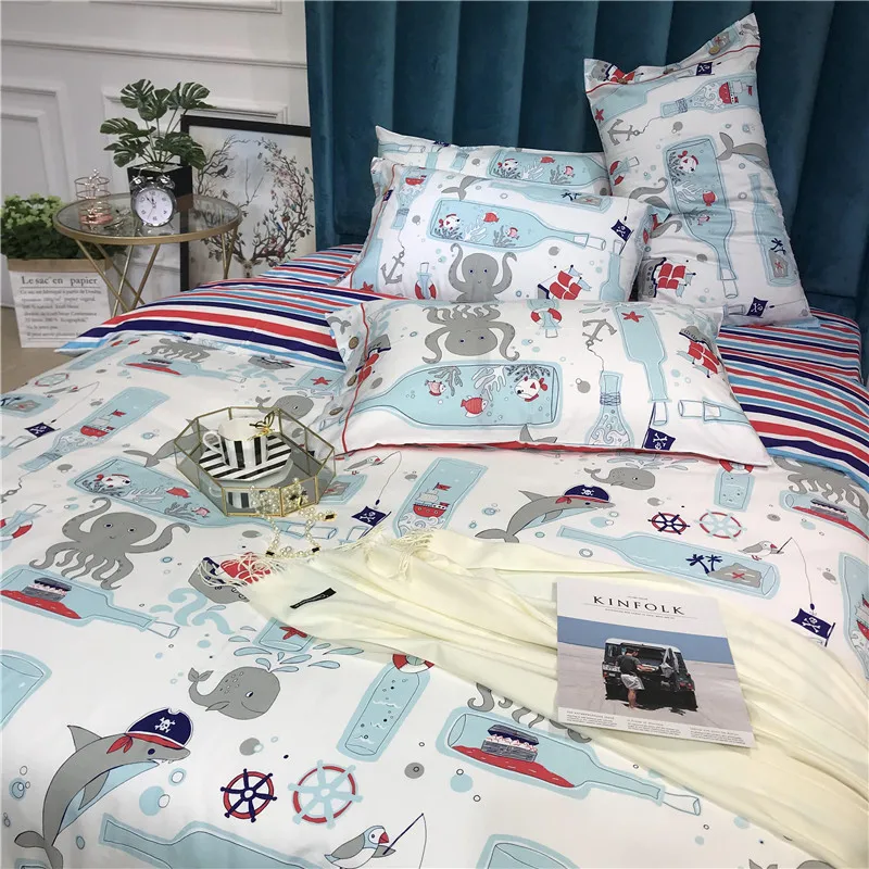 الكرتون تحت الماء العالم الطباعة طقم ملاءة سرير غطاء لحاف أطفال بوي نوم طقم سرير واحد التوأم الملكة الملك التين أغطية الكرتون تحت الماء العالم الطباعة طقم ملاءة سرير غطاء لحاف أطفال بوي نوم طقم سرير واحد التوأم الملكة الملك التين أغطية