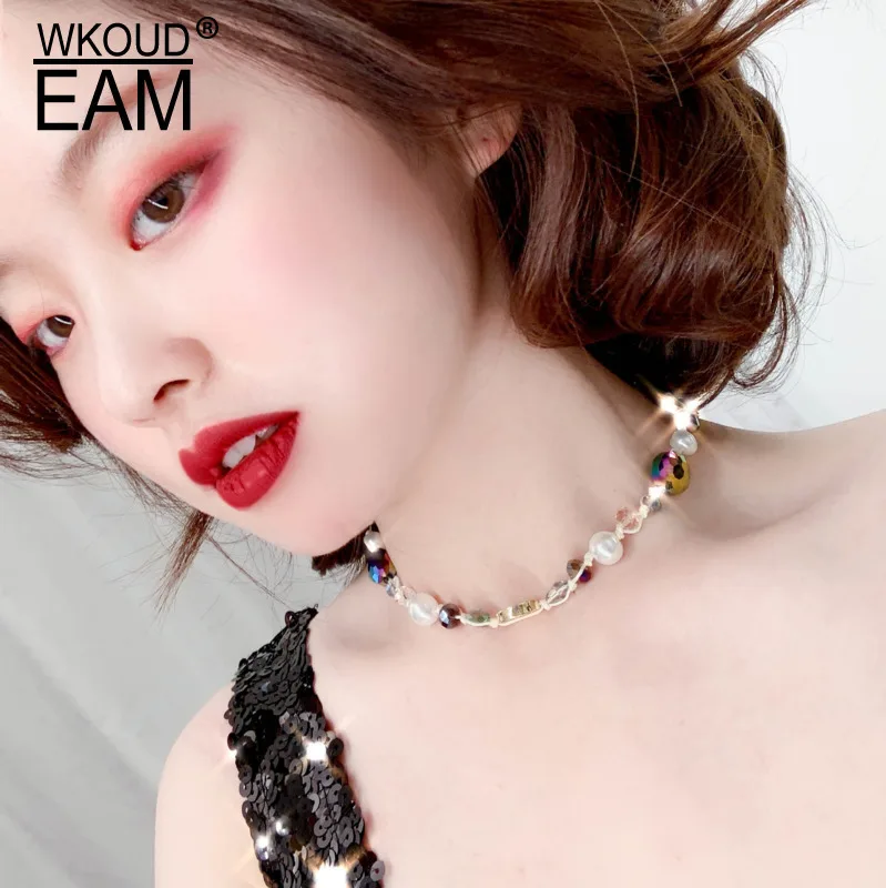 

WKOUD EAM Women Charm Jewelry 2019 New Color Stone Temperament Pendant Necklaces Female Fashion Accessories Party Gift 6#JY686
