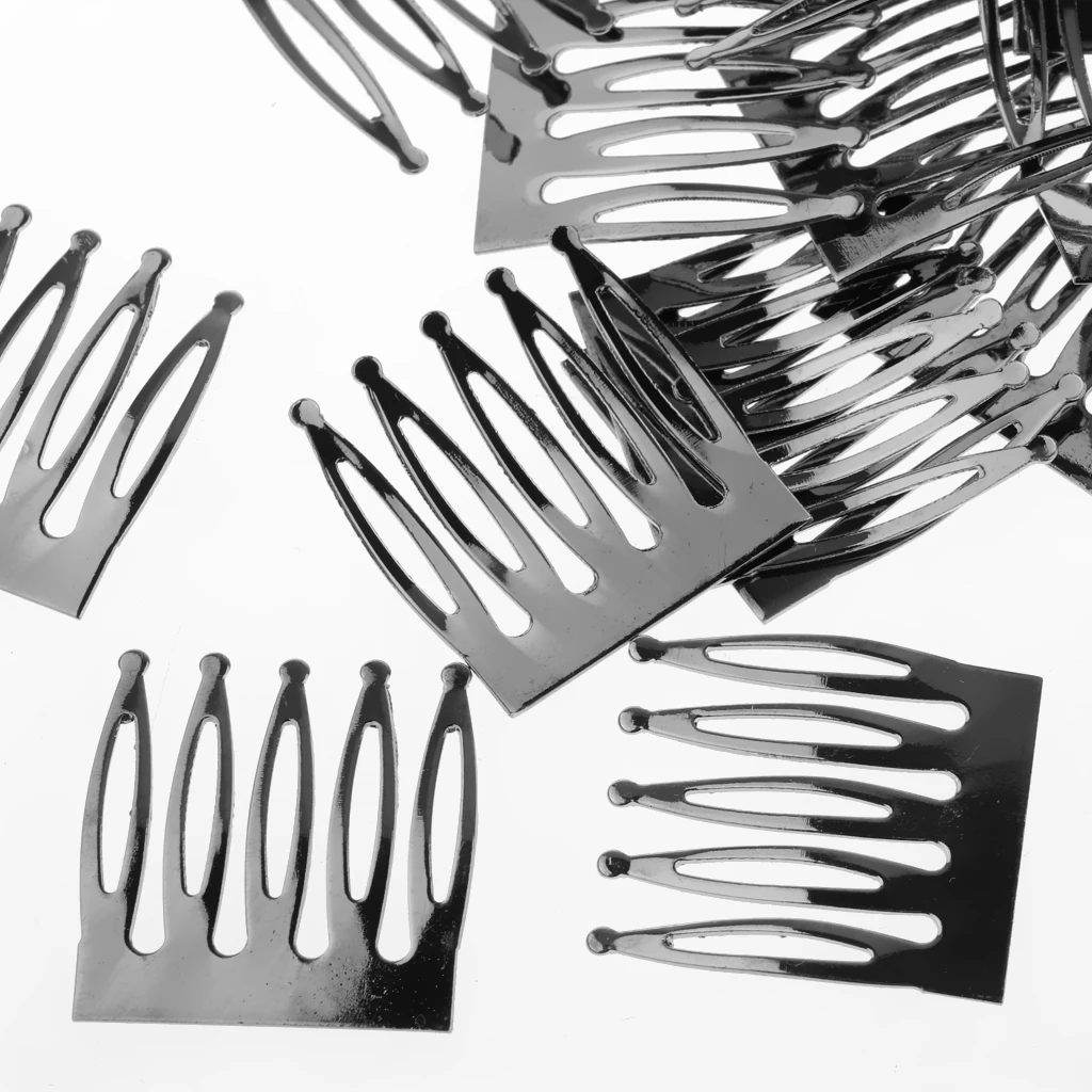 MagiDeal Mini 5 Teeth Metal Plain Smooth Hair Clips Combs for Girl Dolls DIY Accessories