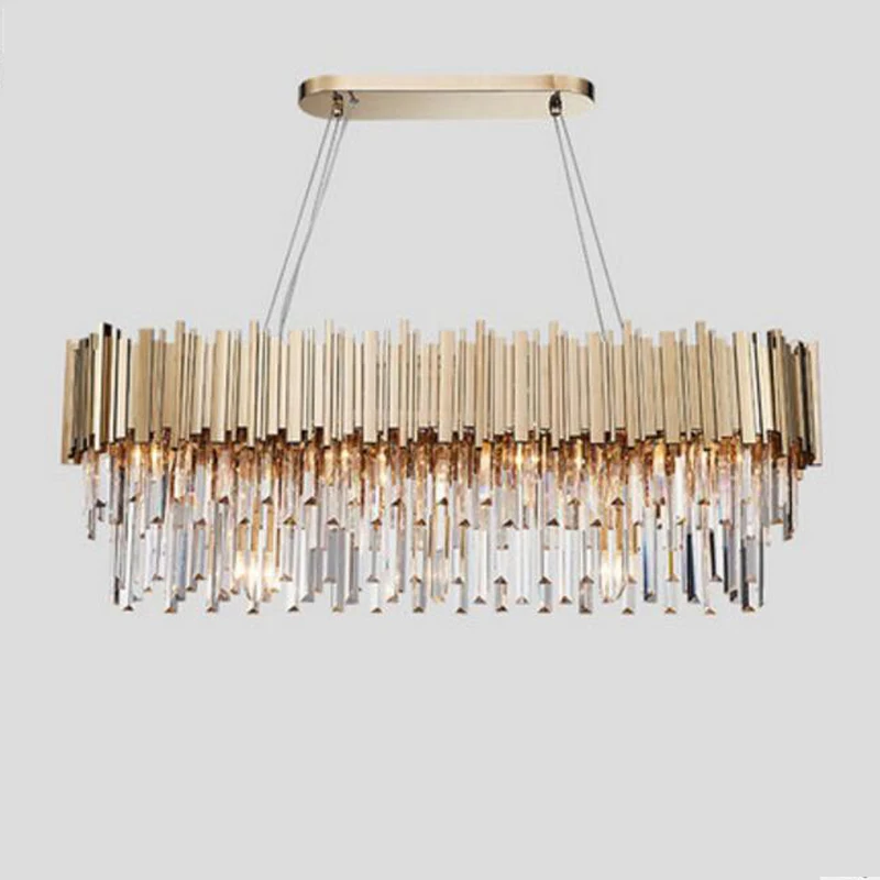 

Luxury crystal chandelier gold shine living room lamp hotel decoration Oval dining room LED pendant light Fast delivery