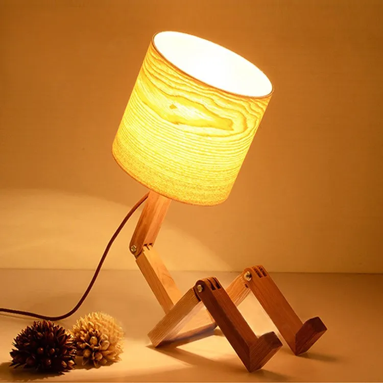 European Style Table Lamp Wooden Bedside with Fabric Lampshade lamparas de mesa Desk Light Deco Luminaria For Living Room | Освещение