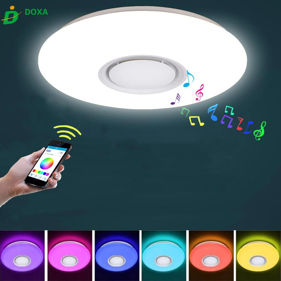 rgb bluetooth led musik lampu langit langit app remote kontrol akrilik peredupan lampu led 110v 220v 24w lamparas de techo perlengkapan led