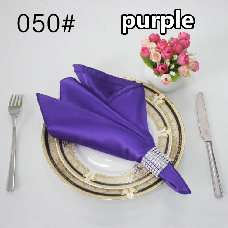 Dearest 50 шт. 19*19 дюймов квадратный Атлас салфетки сплошной платок для Свадебная вечеринка Ресторан отеля декоры таблицы - Цвет: purple