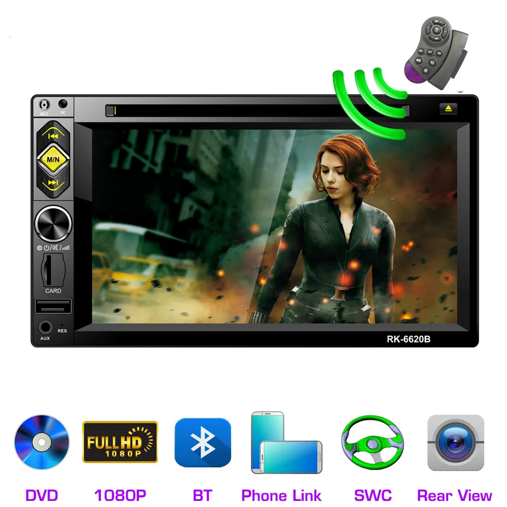 

Universal 6.2 inch Car Multimedia player 2 Din Car DVD Radio GPS Navigation Mirror Link Autoradio Stereo USB/TF/Bluetooth