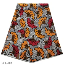 Цветочный дизайн, африканская восковая ткань с принтом, восковая ткань Анкара, хлопок, удобная и хорошего качества для одежды, материал BHL-001