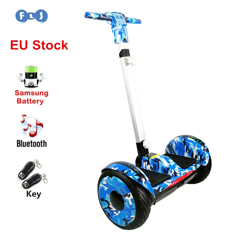 

FLJ New 10.5inch wheels Hoverboard Self Balancing Scooter Electric Scooter skateboard with A8 big wheel handle led hoaveboard
