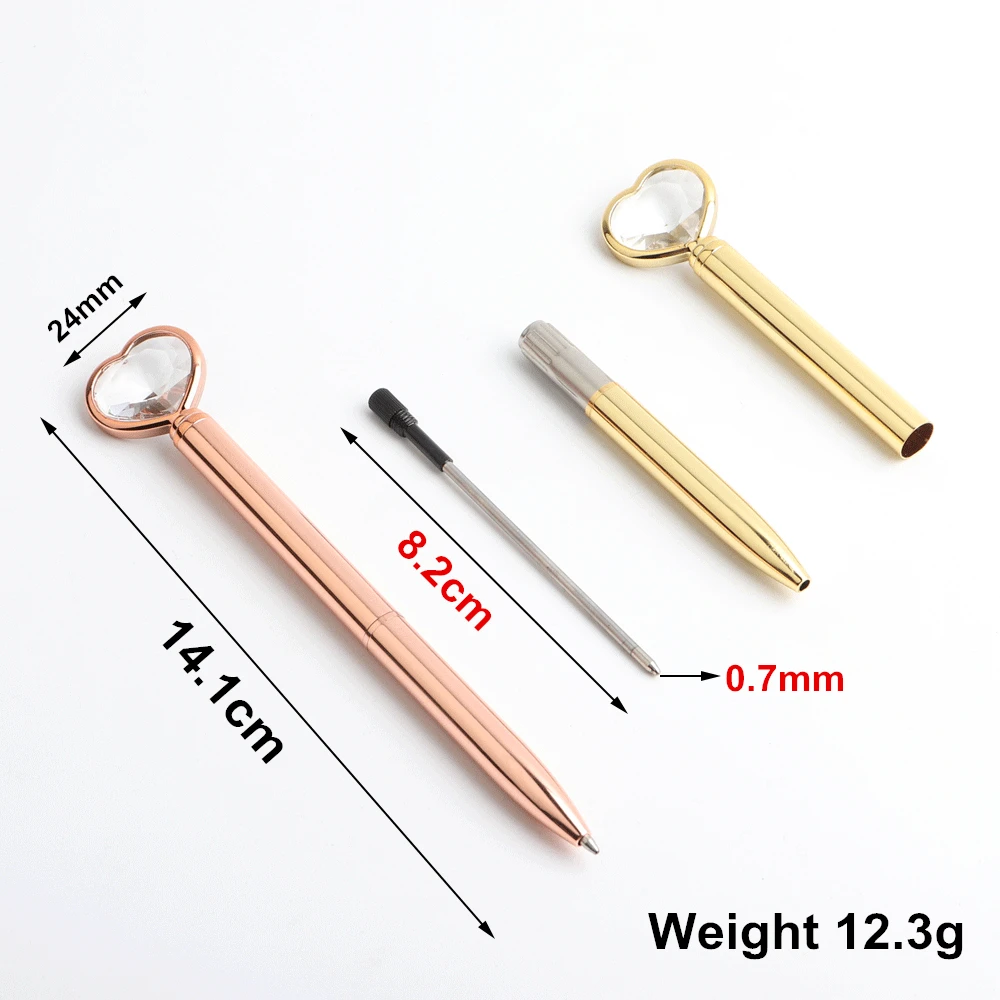 Genkky Big diamond Pen Heart-shaped Scepter Ballpoint Pens For School Office Gift Stationery Metal Material High-grade Ball Pens 2