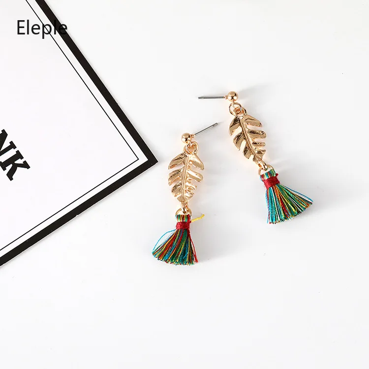 

Eleple Korean Banana Leaf Style Earrings Fashion Wedding Birthday Party Gifts Jewerly Earrings Casual Wearing Earrings C9D19